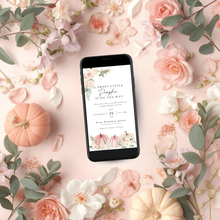 Load image into Gallery viewer, Editable Pumpkin is on the way Pink Baby Shower Invitation | Fall Baby Shower Invite | Fall Sprinkle Shower Girl | Baby Shower E-vite PWP001