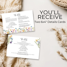 Load image into Gallery viewer, Printable Wildflower Wedding Invitation Card, Details Card Template, RSVP Card with QR code, Canva Wedding Invitations Template - WFW02