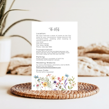 Load image into Gallery viewer, Printable Wildflower Wedding Invitation Card, Details Card Template, RSVP Card with QR code, Canva Wedding Invitations Template - WFW02