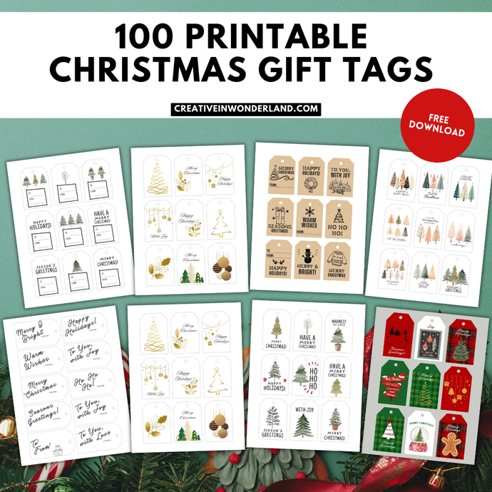 100 Beautiful Printable Christmas Gift Tags for the Holidays