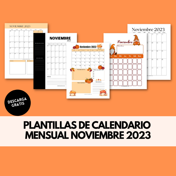 Plantillas de Calendario Mensual Noviembre 2023