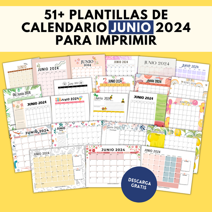 51+ Plantillas de Calendario Junio 2024 para Imprimir
