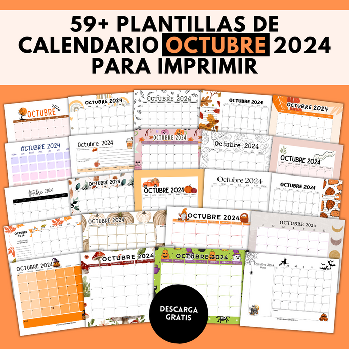 59+ Plantillas de Calendario Octubre 2024 para Imprimir