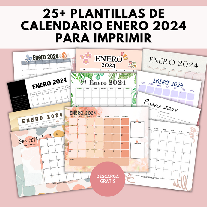 25+ Plantillas de Calendario Enero 2024 para Imprimir