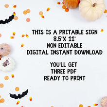 Load image into Gallery viewer, Halloween Candy Bowl Sign - Orange Ghosts and Bats
