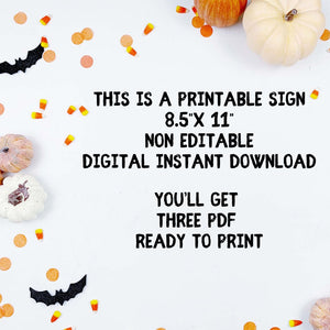 Halloween Candy Bowl Sign - Candy Trick or Treat