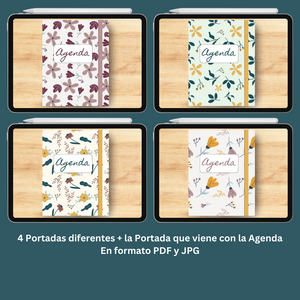 Agenda Digital Sin Fechas | Inicia Domingo y Lunes | 5 Portadas distintas | 200 Stickers | Manual de Instrucciones