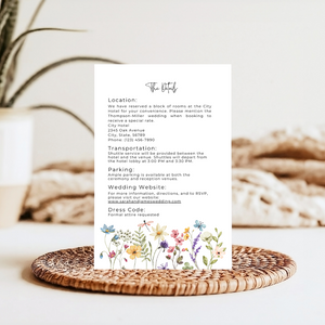 Printable Wildflower Wedding Invitation Card, Details Card Template, RSVP Card with QR code, Canva Wedding Invitations Template - WFW02